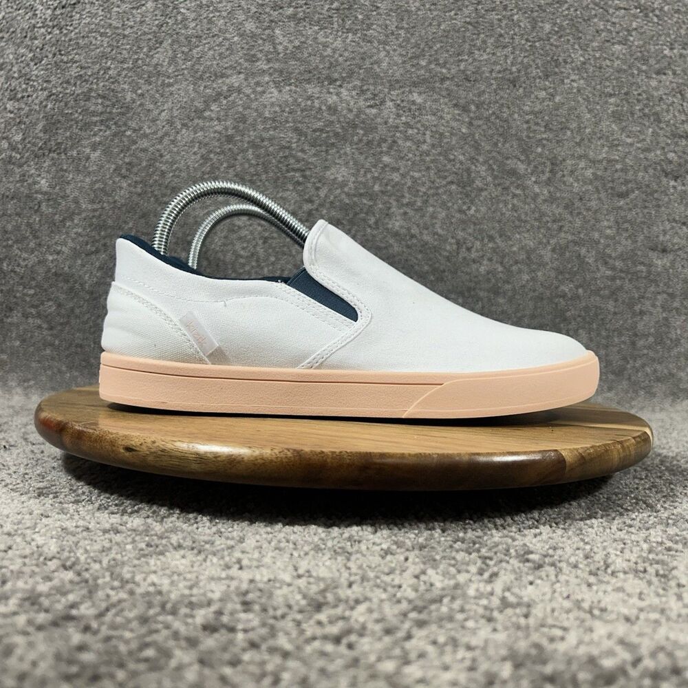 Kizik Venice Women's Size 8.5 White Canvas Peach Gum Slip On Casual Shoes Used